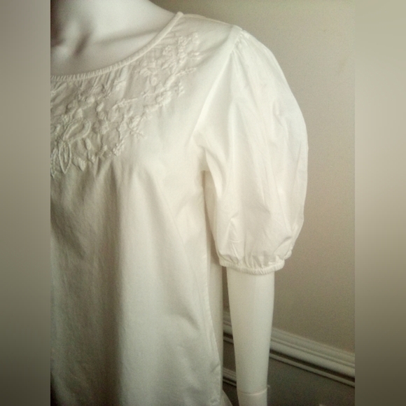 Women's Samson White Puff Sleeve Dress, Size Large, White - Picture 12 of 16